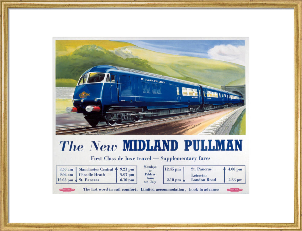 'The New Midland Pullman', BR(LMR) poster, c 1950s. art print large gold Art Print - Science Museum Shop