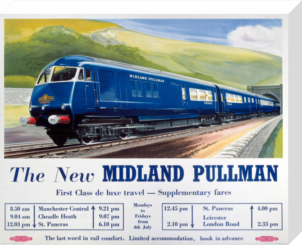 'The New Midland Pullman', BR(LMR) poster, c 1950s. stretched canvas medium none Art Print - Science Museum Shop