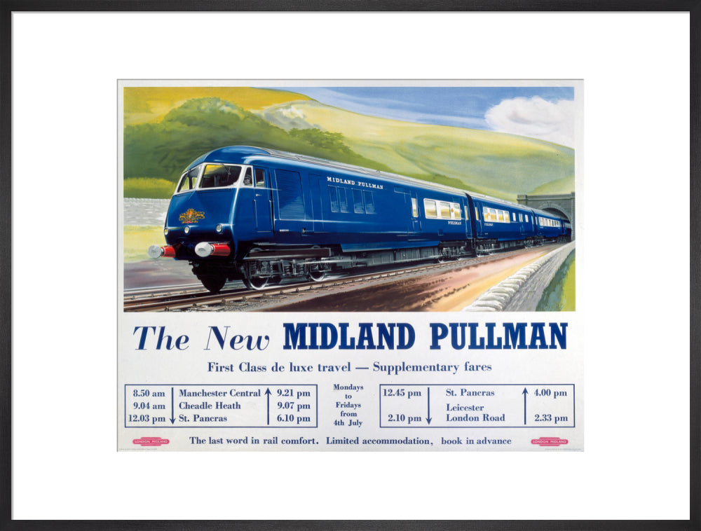 'The New Midland Pullman', BR(LMR) poster, c 1950s. art print extra large black Art Print - Science Museum Shop