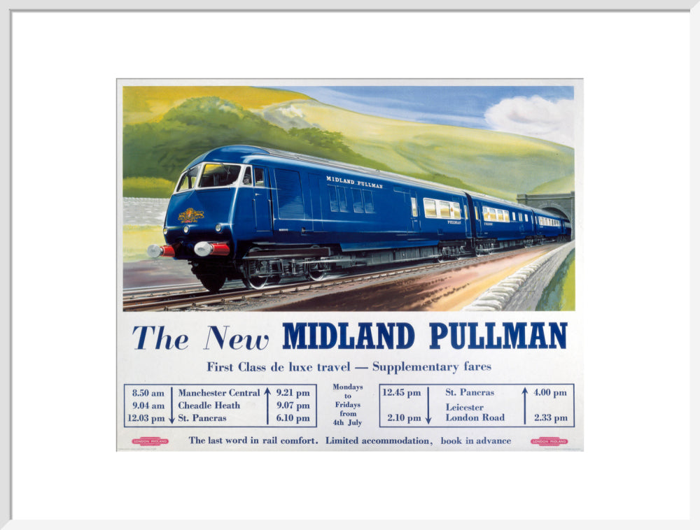 'The New Midland Pullman', BR(LMR) poster, c 1950s. art print extra large white Art Print - Science Museum Shop