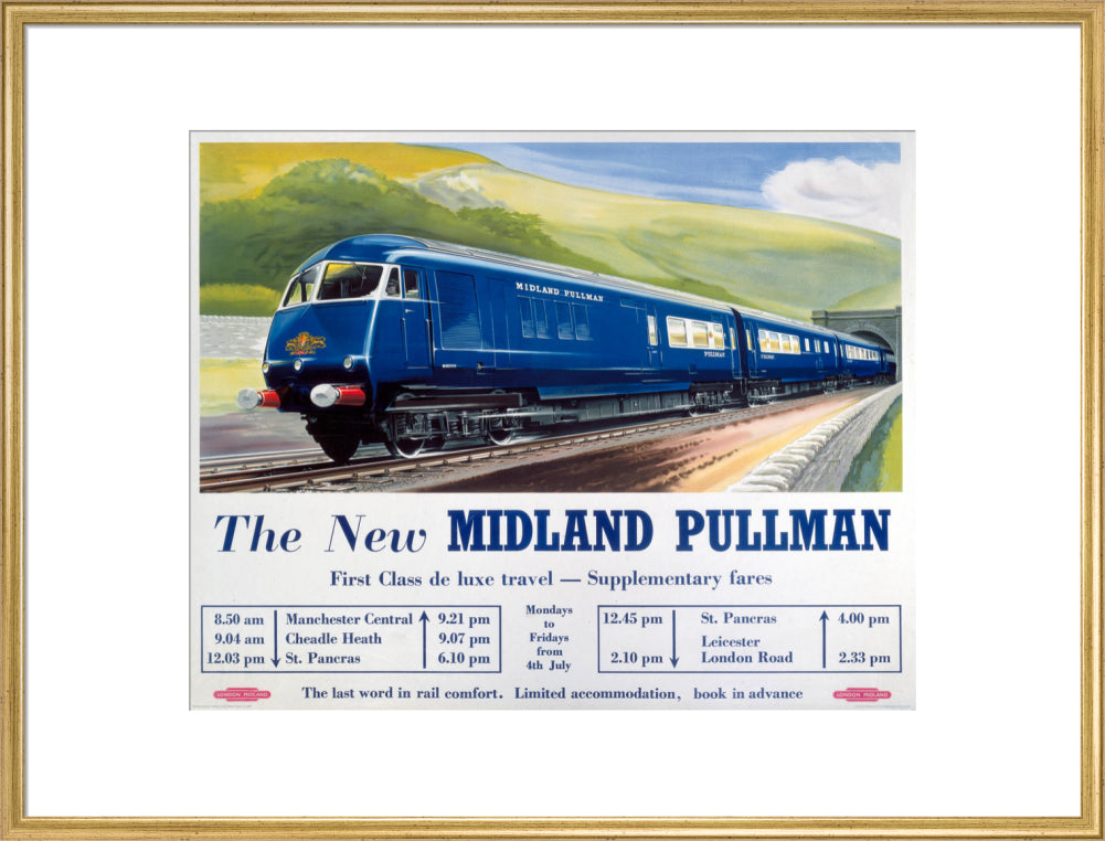 'The New Midland Pullman', BR(LMR) poster, c 1950s. art print extra large gold Art Print - Science Museum Shop