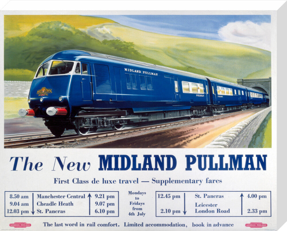 'The New Midland Pullman', BR(LMR) poster, c 1950s. stretched canvas large none Art Print - Science Museum Shop