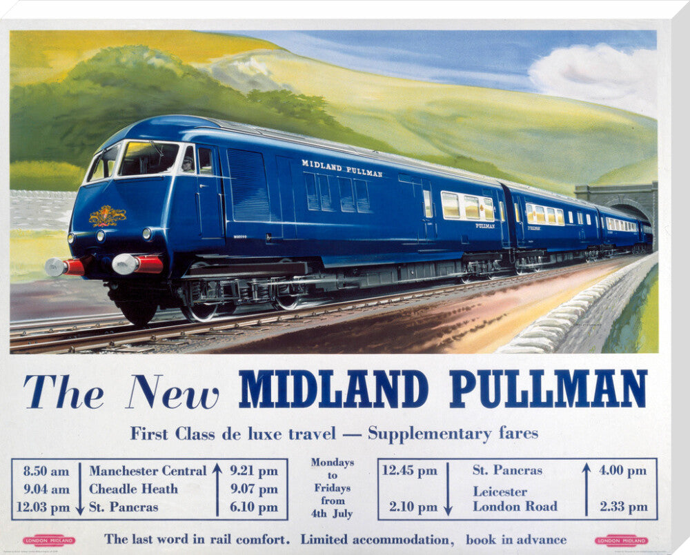 'The New Midland Pullman', BR(LMR) poster, c 1950s. stretched canvas extra large none Art Print - Science Museum Shop