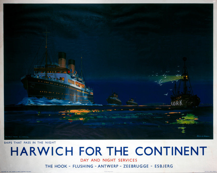 'Harwich for the Continent', LNER poster, 1923-1947. Art Print - Science Museum Shop