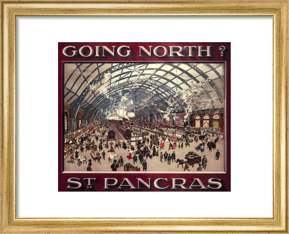'Going North? St Pancras', MR poster, 1910. art print extra small gold Art Print - Science Museum Shop