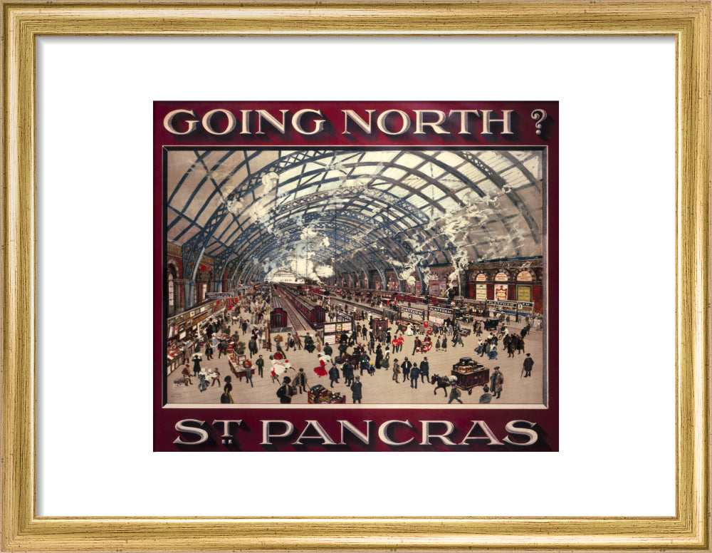 'Going North? St Pancras', MR poster, 1910. art print small gold Art Print - Science Museum Shop