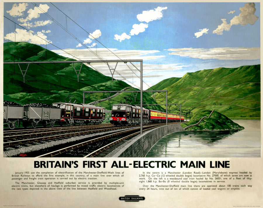 'Britain's First All-Electric Main Line', BR poster, 1955. Art Print - Science Museum Shop