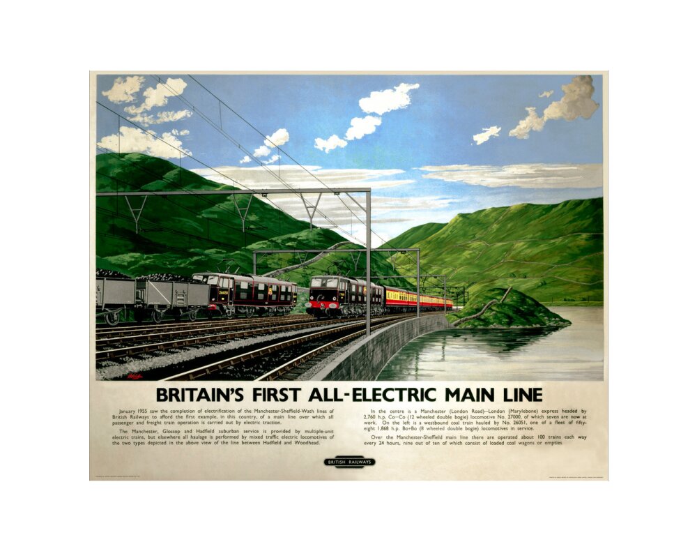 'Britain's First All-Electric Main Line', BR poster, 1955. art print extra small none Art Print - Science Museum Shop
