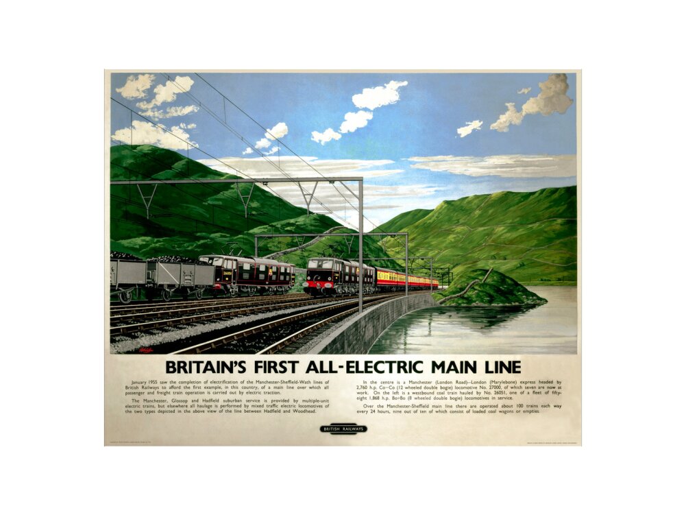 'Britain's First All-Electric Main Line', BR poster, 1955. art print large none Art Print - Science Museum Shop