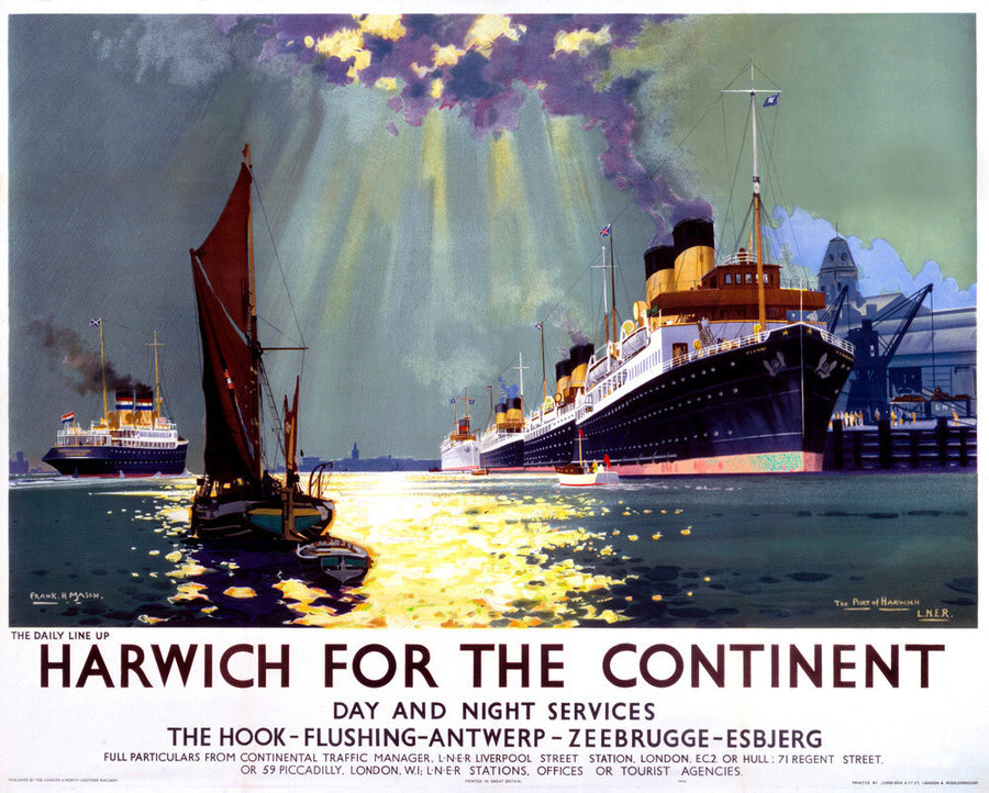 'Harwich for the Continent', LNER poster, 1940. Art Print - Science Museum Shop