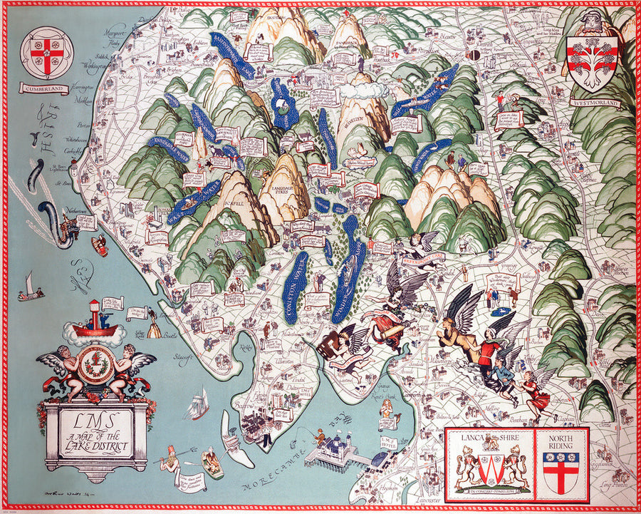 'A Map of the Lake District', LMS poster, 1923-1947. Art Print - Science Museum Shop