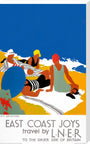 'East Coast Joys No 2 - Sun-bathing', LNER poster, 1931. stretched canvas extra large none Art Print - Science Museum Shop