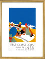 'East Coast Joys No 2 - Sun-bathing', LNER poster, 1931. art print medium gold Art Print - Science Museum Shop