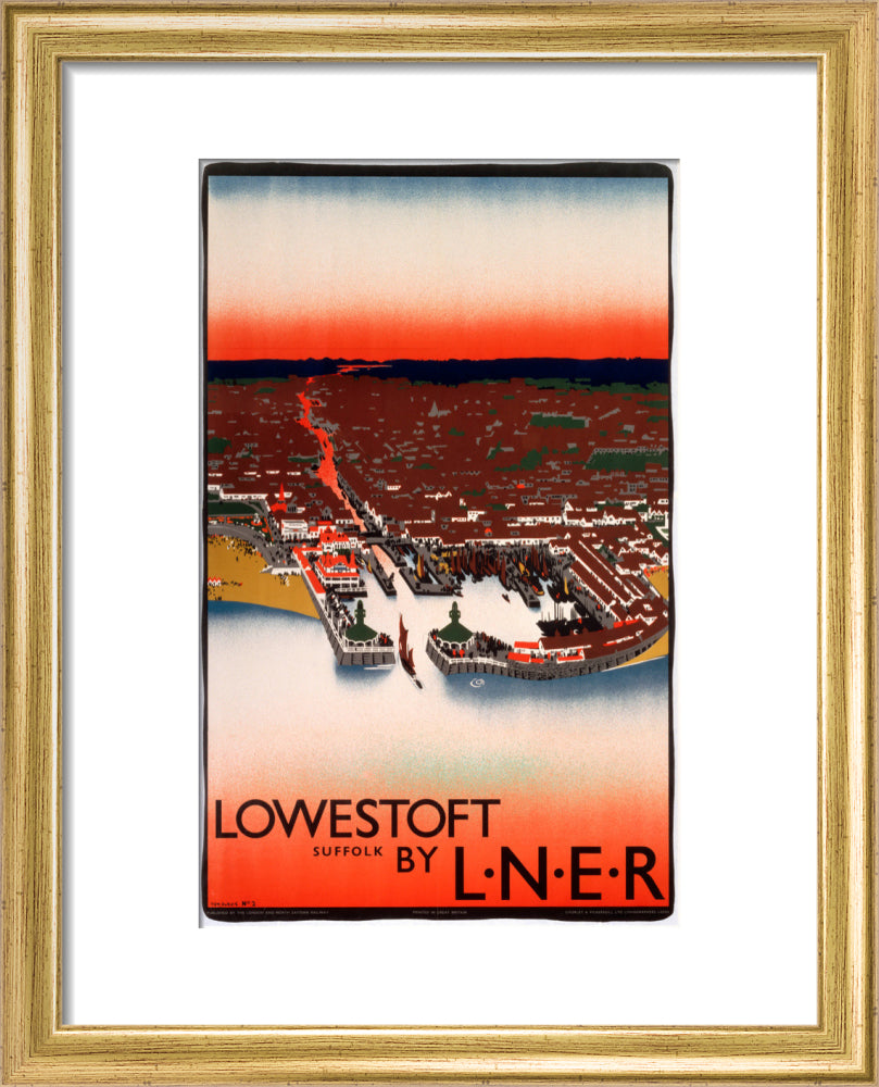 'Lowestoft', LNER poster, 1923-1947. art print extra small gold Art Print - Science Museum Shop