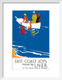 'East Coast Joys No 4 - Sea Bathing', LNER poster, 1931. art print small white Art Print - Science Museum Shop