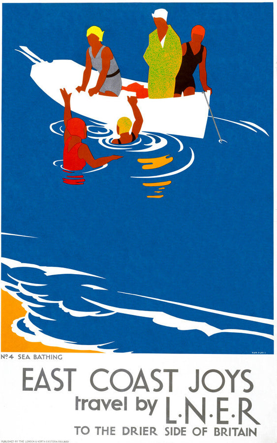 'East Coast Joys No 4 - Sea Bathing', LNER poster, 1931. Art Print - Science Museum Shop