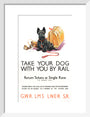 'Take Your Dog', GWR/LMS/LNER/SR poster, c 1935. art print small white Art Print - Science Museum Shop