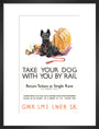 'Take Your Dog', GWR/LMS/LNER/SR poster, c 1935. art print medium black Art Print - Science Museum Shop