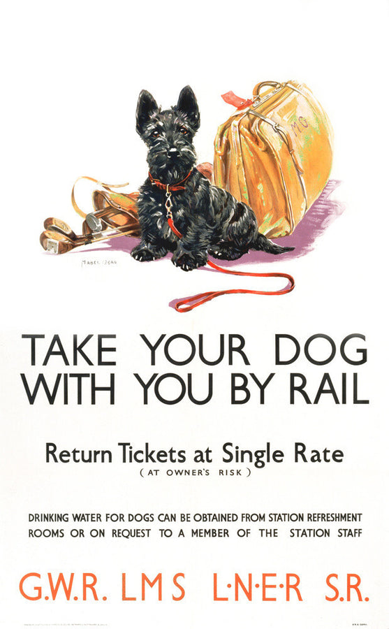 'Take Your Dog', GWR/LMS/LNER/SR poster, c 1935. Art Print - Science Museum Shop
