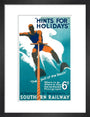 'Hints for Holidays', SR poster, 1938. art print small black Art Print - Science Museum Shop