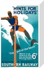 'Hints for Holidays', SR poster, 1938. stretched canvas small none Art Print - Science Museum Shop