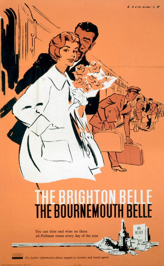 'The Brighton Belle, The Bournemouth Belle', BR (SR) poster, c 1960s. Art Print - Science Museum Shop