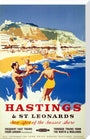 'Hastings & St Leonards', BR poster, c 1950s. stretched canvas large none Art Print - Science Museum Shop