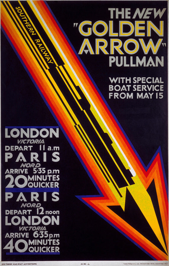 'The New Golden Arrow Pullman', SR poster, 1929. Art Print - Science Museum Shop