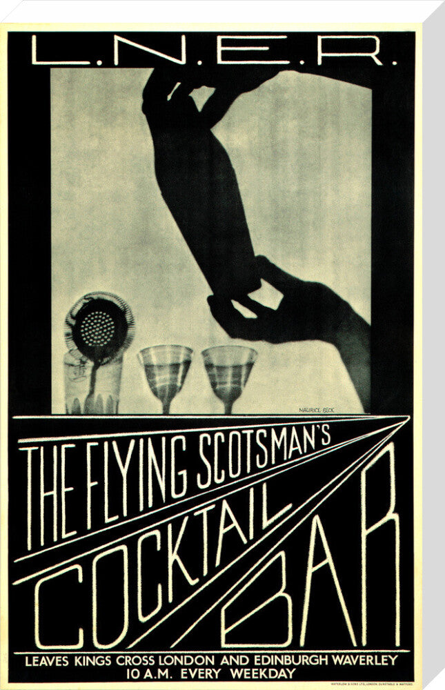 'The Flying Scotsman's Cocktail Bar', LNER poster, c 1930s. stretched canvas large none Art Print - Science Museum Shop