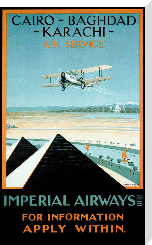 Imperial Airways travel poster, 1924. stretched canvas extra large none Art Print - Science Museum Shop