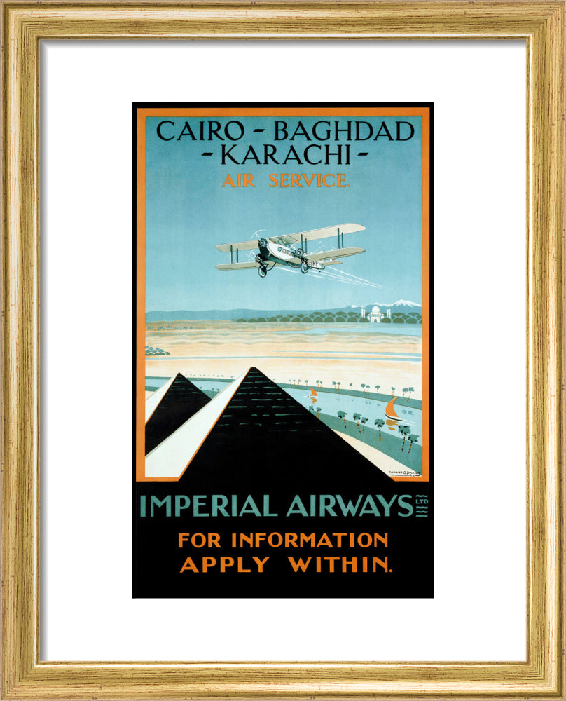 Imperial Airways travel poster, 1924. art print extra small gold Art Print - Science Museum Shop