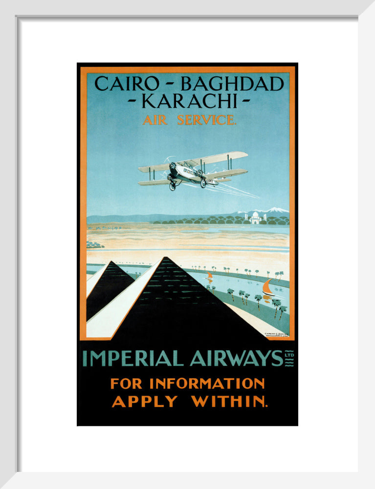 Imperial Airways travel poster, 1924. art print small white Art Print - Science Museum Shop
