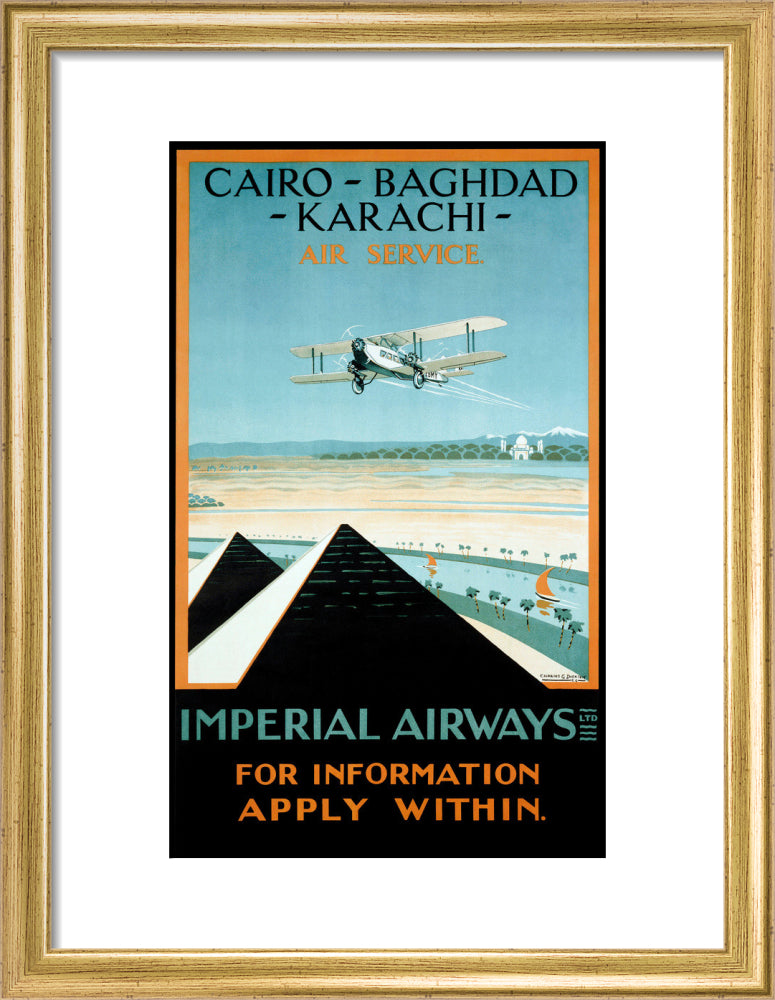 Imperial Airways travel poster, 1924. art print small gold Art Print - Science Museum Shop