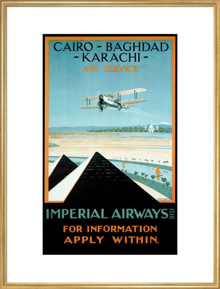 Imperial Airways travel poster, 1924. art print extra large gold Art Print - Science Museum Shop