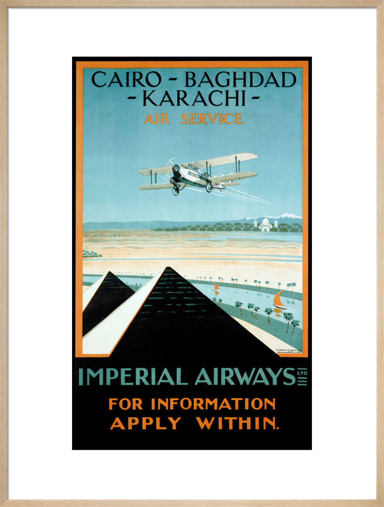 Imperial Airways travel poster, 1924. art print extra large natural Art Print - Science Museum Shop