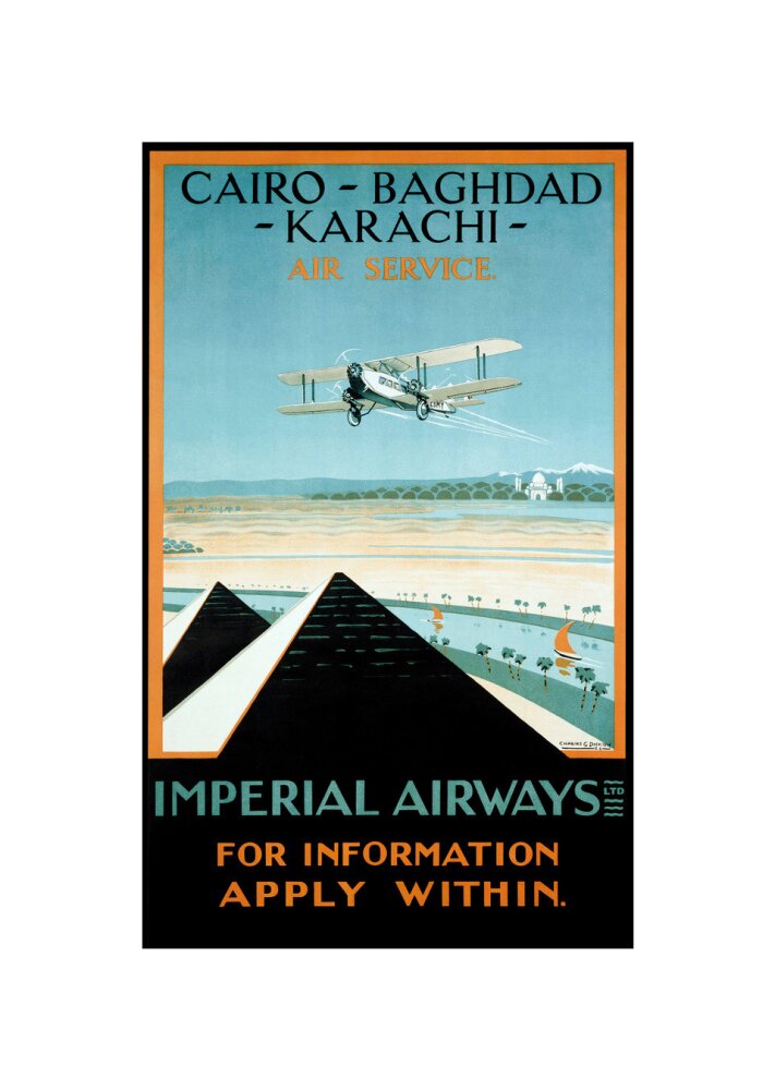Imperial Airways travel poster, 1924. unstretched canvas small none Art Print - Science Museum Shop