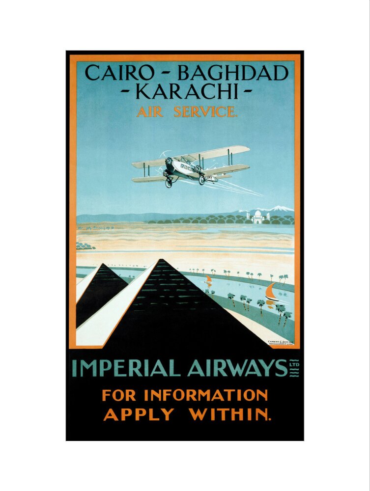 Imperial Airways travel poster, 1924. art print large none Art Print - Science Museum Shop