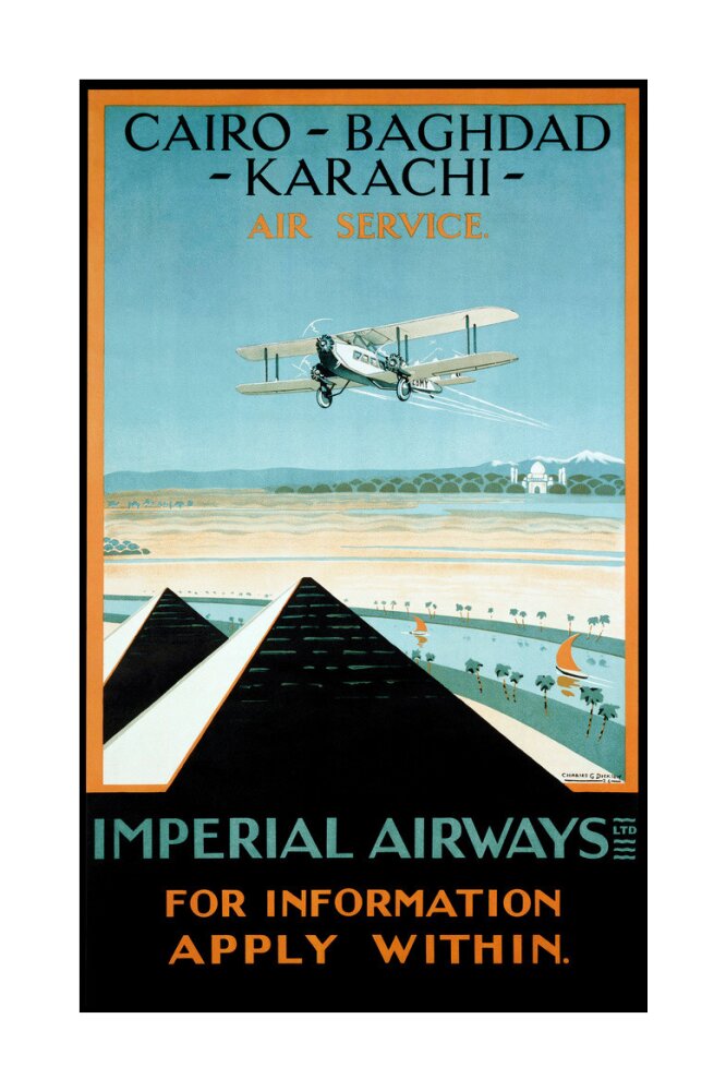 Imperial Airways travel poster, 1924. unstretched canvas large none Art Print - Science Museum Shop