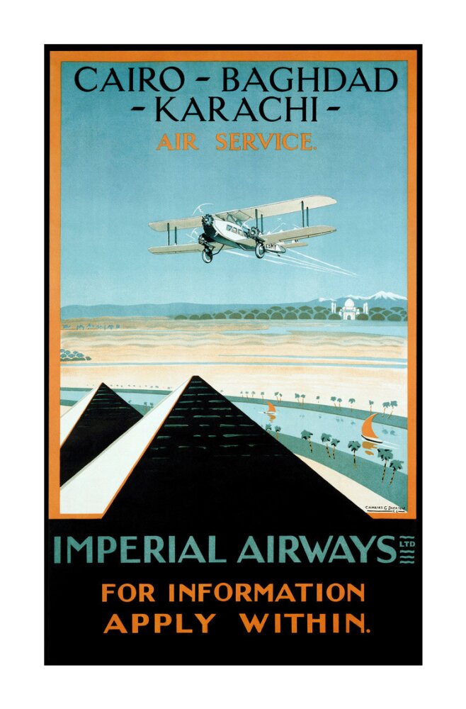 Imperial Airways travel poster, 1924. unstretched canvas extra large none Art Print - Science Museum Shop