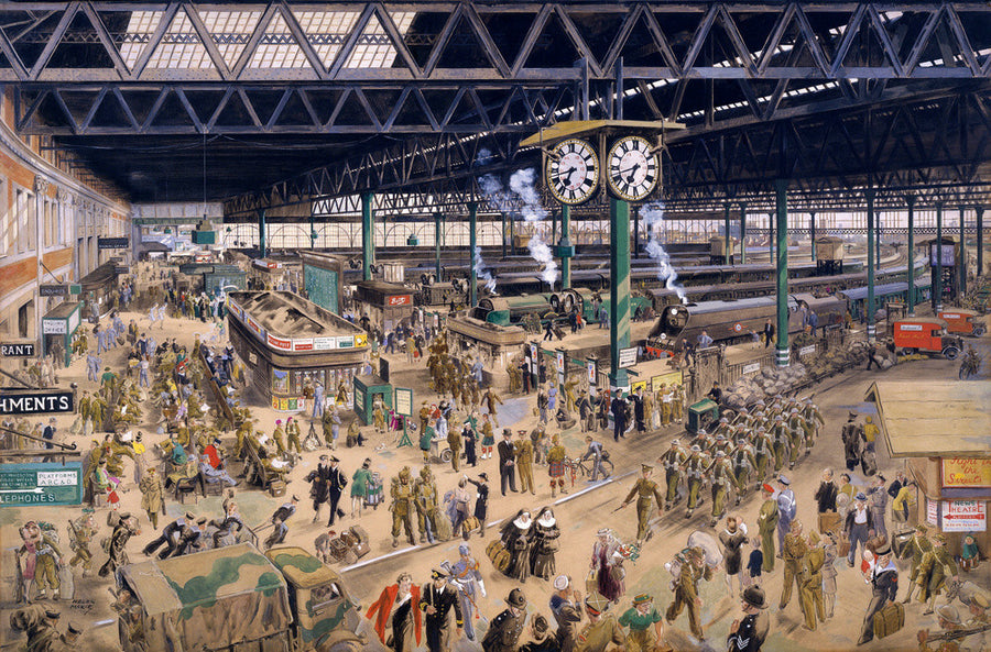 'Waterloo Station', watercolour for an SR poster, 1948. Art Print - Science Museum Shop