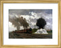 The London Midland Scottish express train being bombed, October 1940. art print small gold Art Print - Science Museum Shop