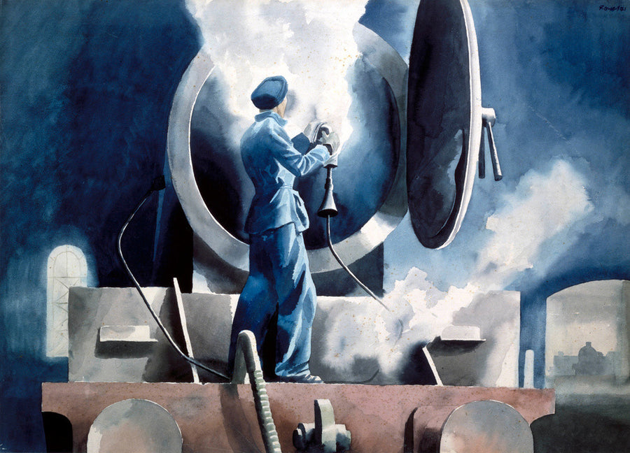 Woman cleaning a locomotive in St Pancras Cleaning Yard, 1941. Art Print - Science Museum Shop