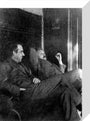 Albert Einstein and Niels Bohr smoking, c 1920. stretched canvas small none Art Print - Science Museum Shop