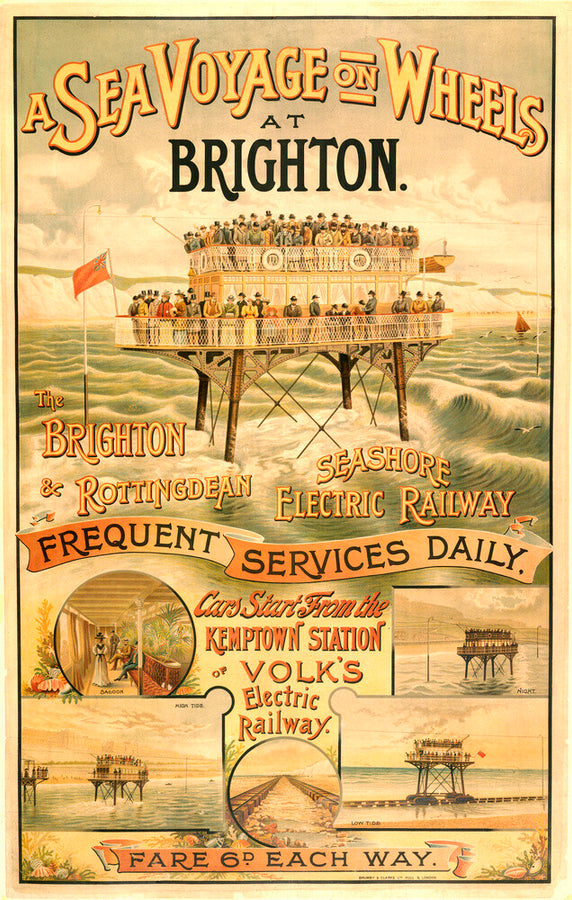 Volk's Brighton & Rottingdean Seashore Electric Railway, poster. Art Print - Science Museum Shop