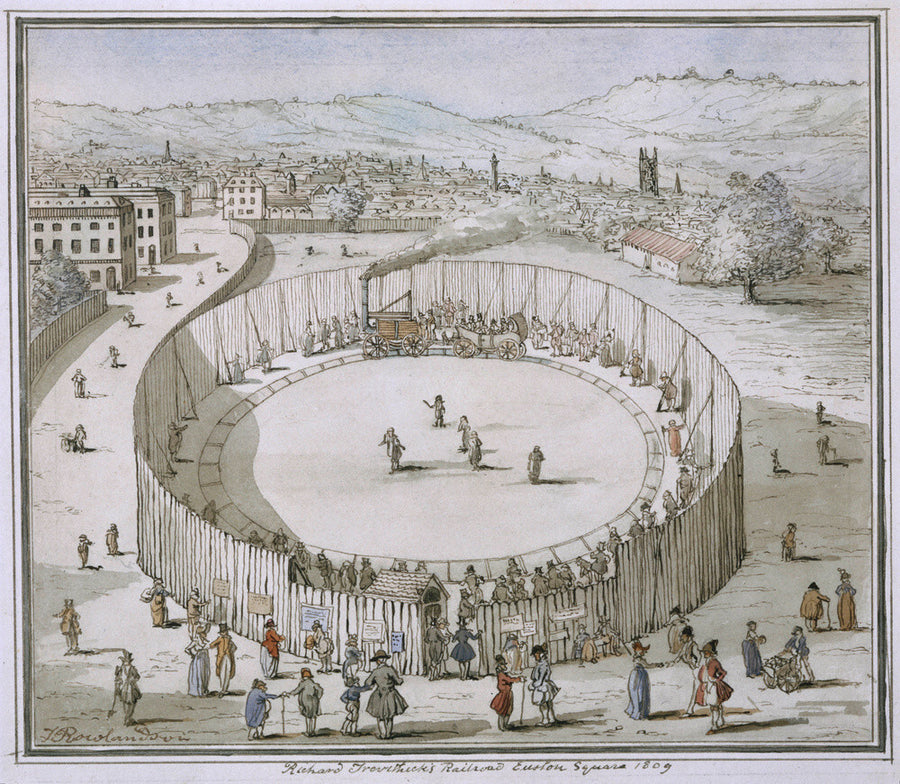 'Richard Trevithick's Railroad, Euston Square, 1809', 1808. Art Print - Science Museum Shop