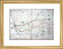 Stephenson's map of the Liverpool & Manchester Railway, c 1824-1830. art print small gold Art Print - Science Museum Shop