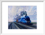 'Mallard' steam locomotive hauling carriages at speed, c 1938. art print small white Art Print - Science Museum Shop