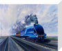 'Mallard' steam locomotive hauling carriages at speed, c 1938. stretched canvas small none Art Print - Science Museum Shop