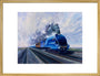 'Mallard' steam locomotive hauling carriages at speed, c 1938. art print large gold Art Print - Science Museum Shop