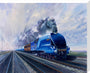 'Mallard' steam locomotive hauling carriages at speed, c 1938. stretched canvas large none Art Print - Science Museum Shop